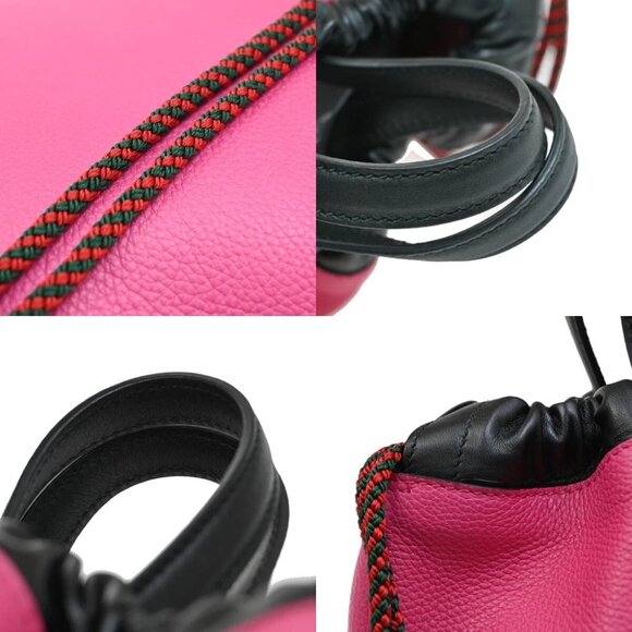 GUCCI GG Print Sherry 2Way Drawstring Backpack Bag Leather Pink Italy - Picture 8 of 15